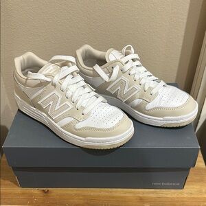New Balance White and Tan Sneakers Versatile Design